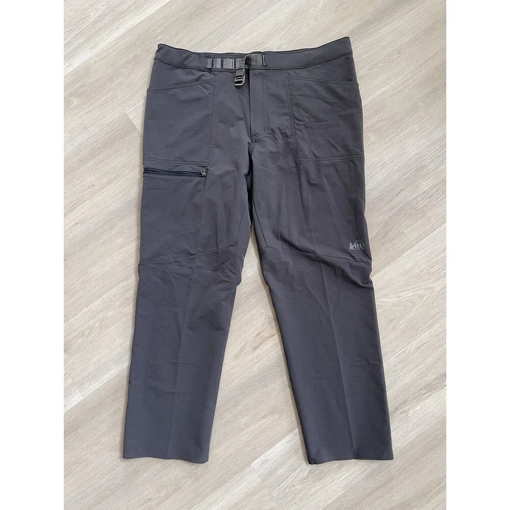 REI Co-op Men's Gray Track Pants 40W x 30L Semi-Fitted Zip Pocket Activated